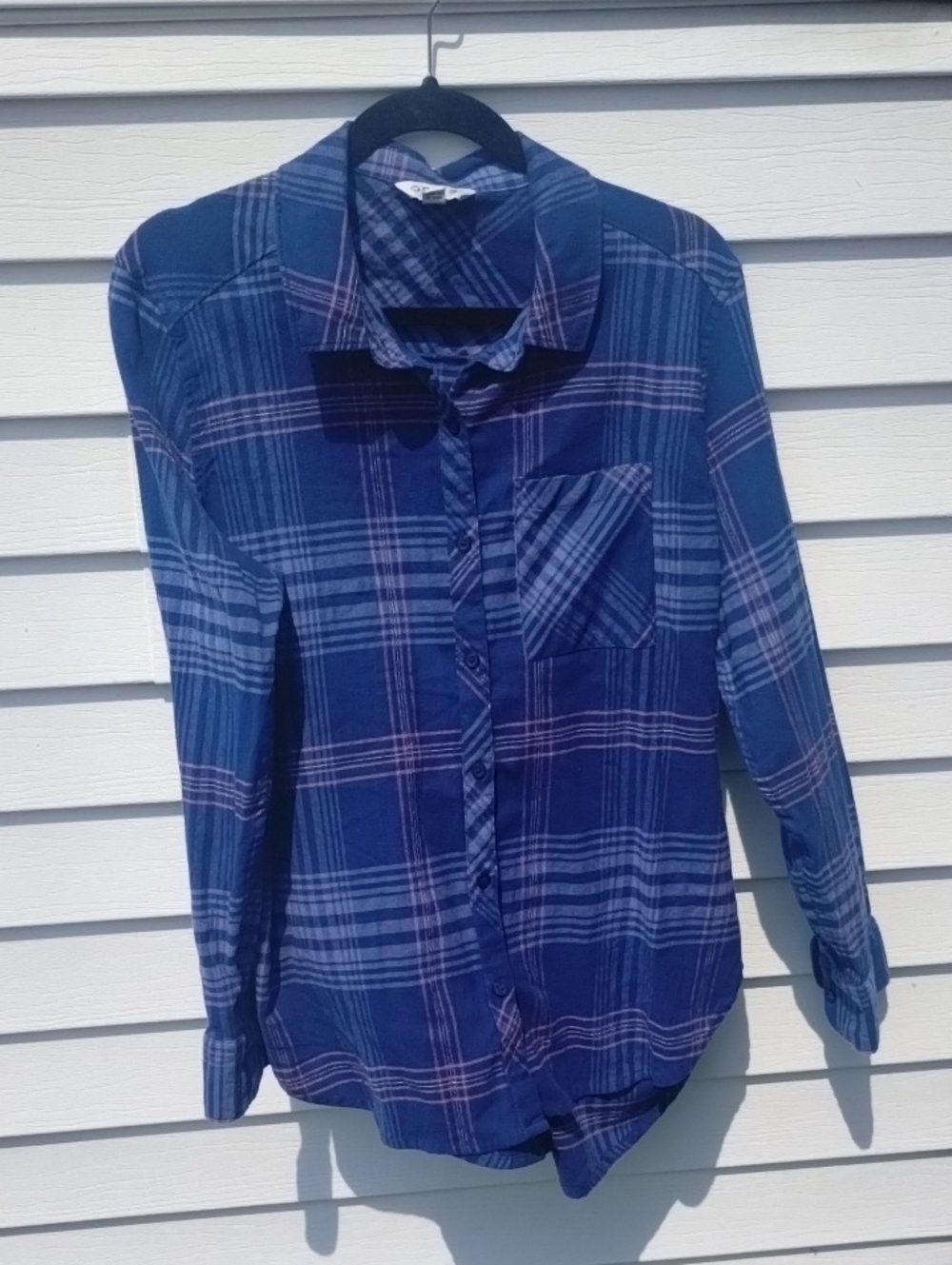 Orvis Women's Blue Plaid Button-Up Flannel Shirt